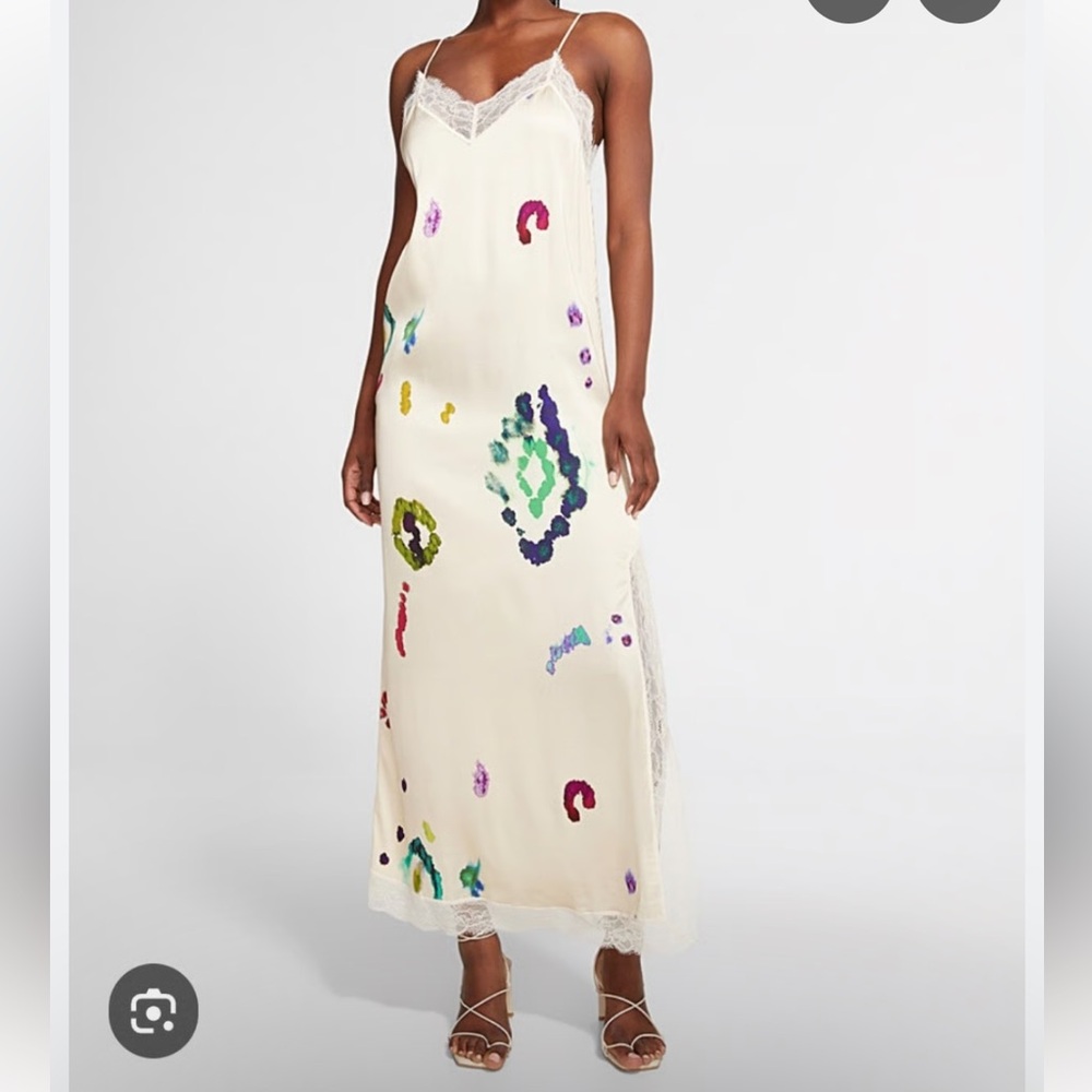 Scotch & Soda Cami lace trim maxi Cream Slip Dress with Multicolor size 34 or S - Picture 2 of 7